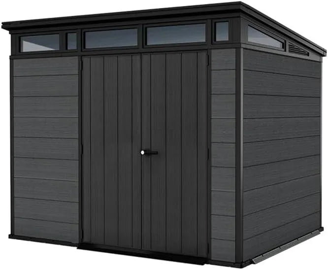 Keter Gerätehaus, Maße 279 x 218 cm, doppelwandig mit Stahlrahmen, Farbe Grau, Cortina 9x7 mit Boden, wetterfest und UV-beständig