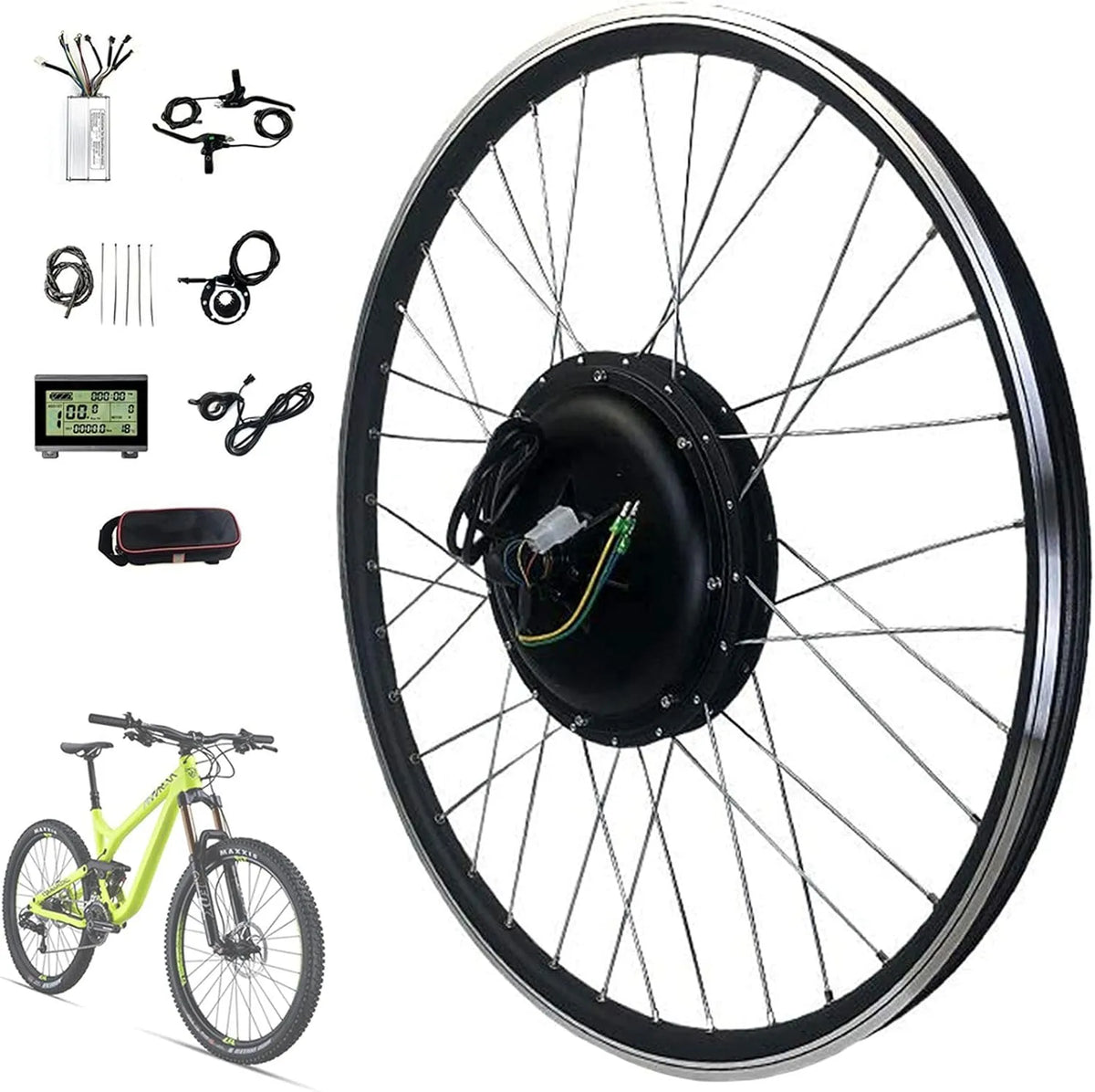 E-Bike 700c Umbausatz, 24', 27,5', 29', Spannung 48V einstellbar in 250-1000 Watt, Leistung 1000W- 27, 20', 26', 28'