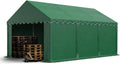 TOOLPORT Lagerzelt, mit Bodenrahmen und Dachverstärkung, 4x6 m Industriezelt Unterstand PVC Plane 750 N dunkelgrün
