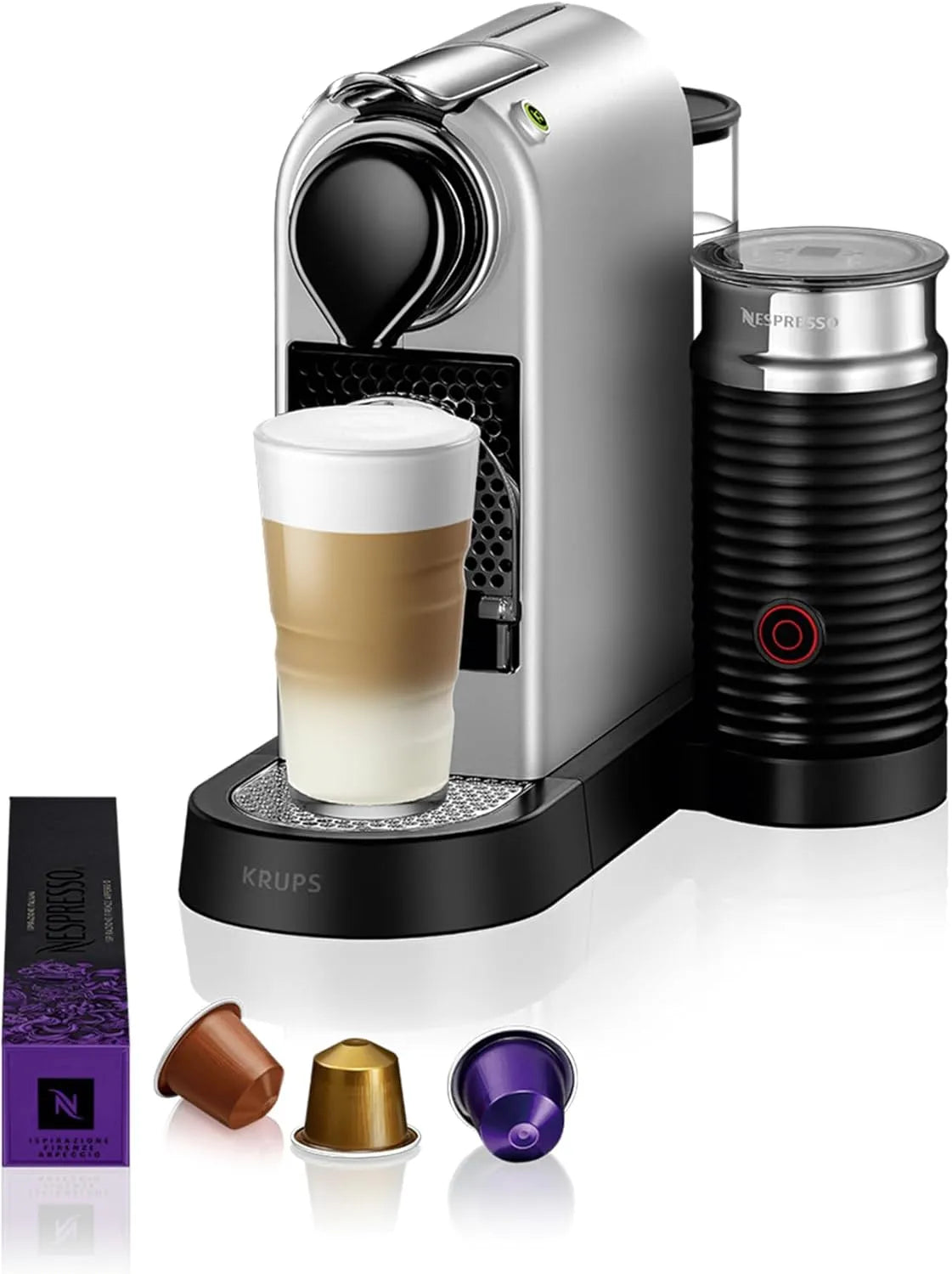 Nespresso Krups Modell XN761B, Wassertankkapazität: 1L, Pumpendruck: 19 Bar, Leistung 1260W, automatischen Standby-Modus, silber
