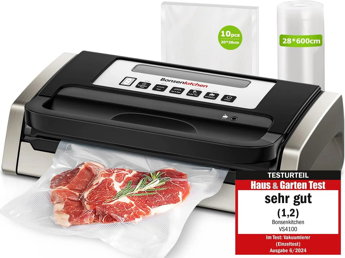 Modell Vakuumierer-15L Vakuumierer-15L Vakuumierer-15L/Min Bonsenkitchen Vakuumiergerät, Min Hochleistung, Testsieger Sehr Gut, in Schwarz