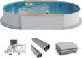 Pool Fresh, Stahl 0,6 mm weiß, Maße 525x320x120 cm, Profi Stahlwandpool Set oval, Einhängebiese
