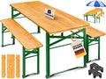 Kesser Bierzeltgarnitur 3-TLG., Biertisch mit 2 Bierbänken, 12-TLG. Bodenschoner, Festzeltgarnitur klappbar, Sitzgarnitur, stabil, Maße 170x46x75cm