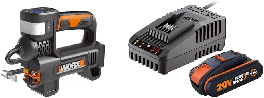Worx 20V Akku-Multifunktions-Luftpumpe ohne Akku und Ladegerät WX092.9 WA3601, in Schwarz & PowerShare Akku mit Ladegerät Set
