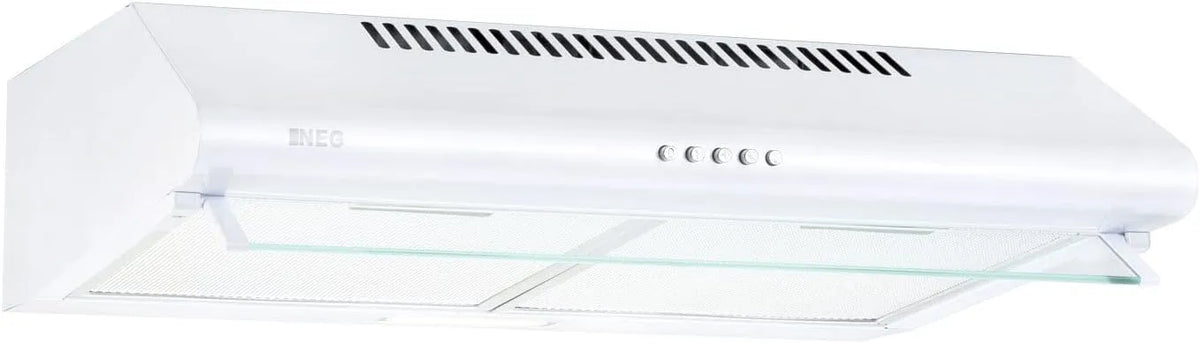 Dunstabzugshaube NEG15-ATRW NEG, Breite 60cm, weiß, Edelstahl-Unterbau-Haube, Abluft, Umluft, und LED-Beleuchtung, Unterschrank- oder Wandanschluss