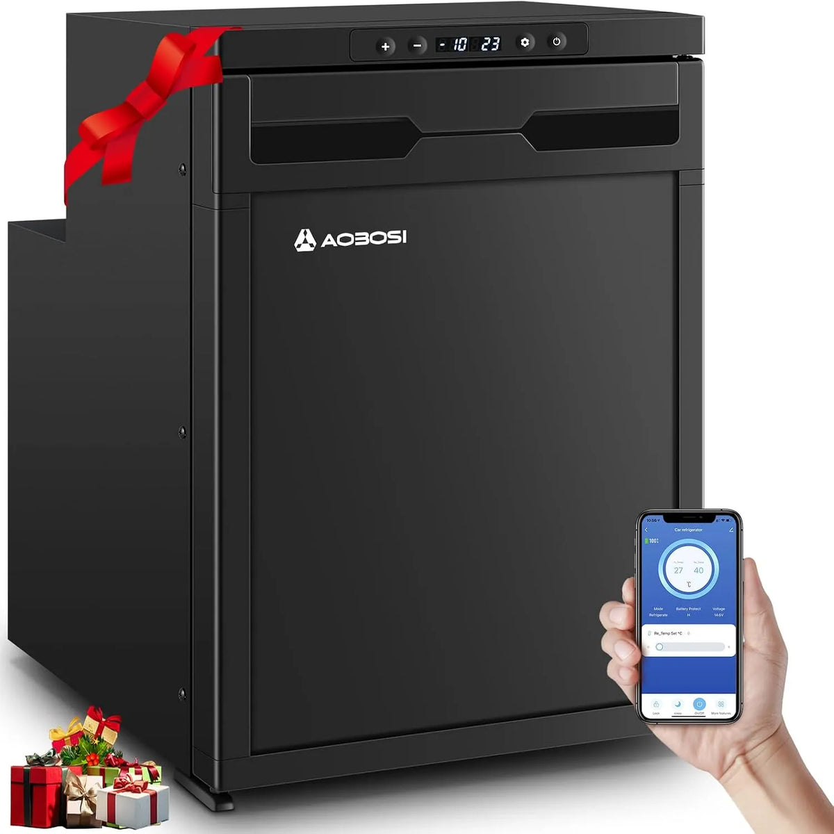 Kompressor, Wohnmobil Kühlschrank mit APP-Steuerung, 12/24V DC, LKW, Reisemobil, bis -20℃ Kühlschrank für Auto, AAOBOSI 45L Kühlbox, Boot