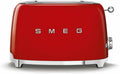 Smeg Toaster TSF01RDEU, 2 Schlitze für 2 Scheiben, Leistung 950W, Heizfunktion, Rot, Maße 2x2, 6 Vergoldungsniveaus, Abtau- und Bagel- Funktion