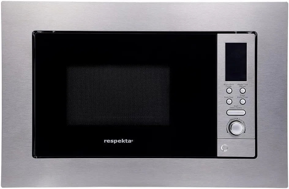 Respekta Mikrowelle MW800, Grill 1000 W, Fassungsvermögen 20 L Mikrowellengerät mit Grill, Leistung 800 W, Fassungsvermögen 5 Leistungsstufen, Einbau