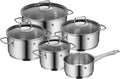 WMF Topfset, Astoria Vorteils Induktion 5-teilig, Kochtopf Set mit Glasdeckel, Cromargan Edelstahl poliert, Induktions Töpfe Set unbeschichtet