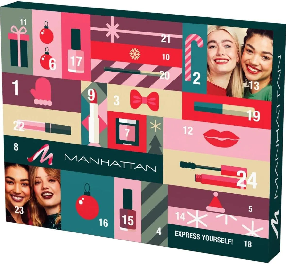 2024 Beauty Manhattan Adventskalender, Wert 210€ für Damen, 24 Pflegeprodukte für Gesicht, Kosmetik Advent Kalender, Körper und Haar