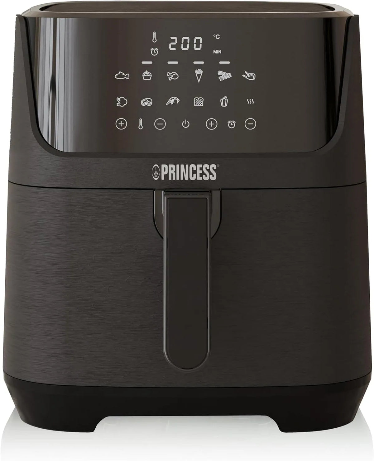 Princess Heißluftfritteuse 182061, Für 1,5 kg Pommes, Fettarmes Frittieren ohne Öl, in Schwarz, Digitale 6,5 L mit Trennwand, 12 Betriebsprogramme