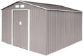 Gerätehaus S300 Metall, XXXL 277x319x192cm Geräteschuppen Garten Schuppen Gartenhaus Satteldach Hellgrau