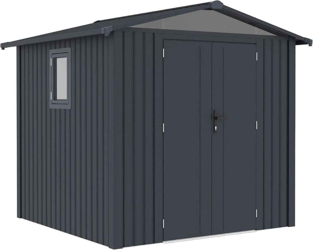 Gartenhaus, Maße 240x232x220cm, Geräteschuppen, Metallgerätehaus, Anthrazit, Rockford Braga 200 Metall, Gartenhütte, Fahrradgarage