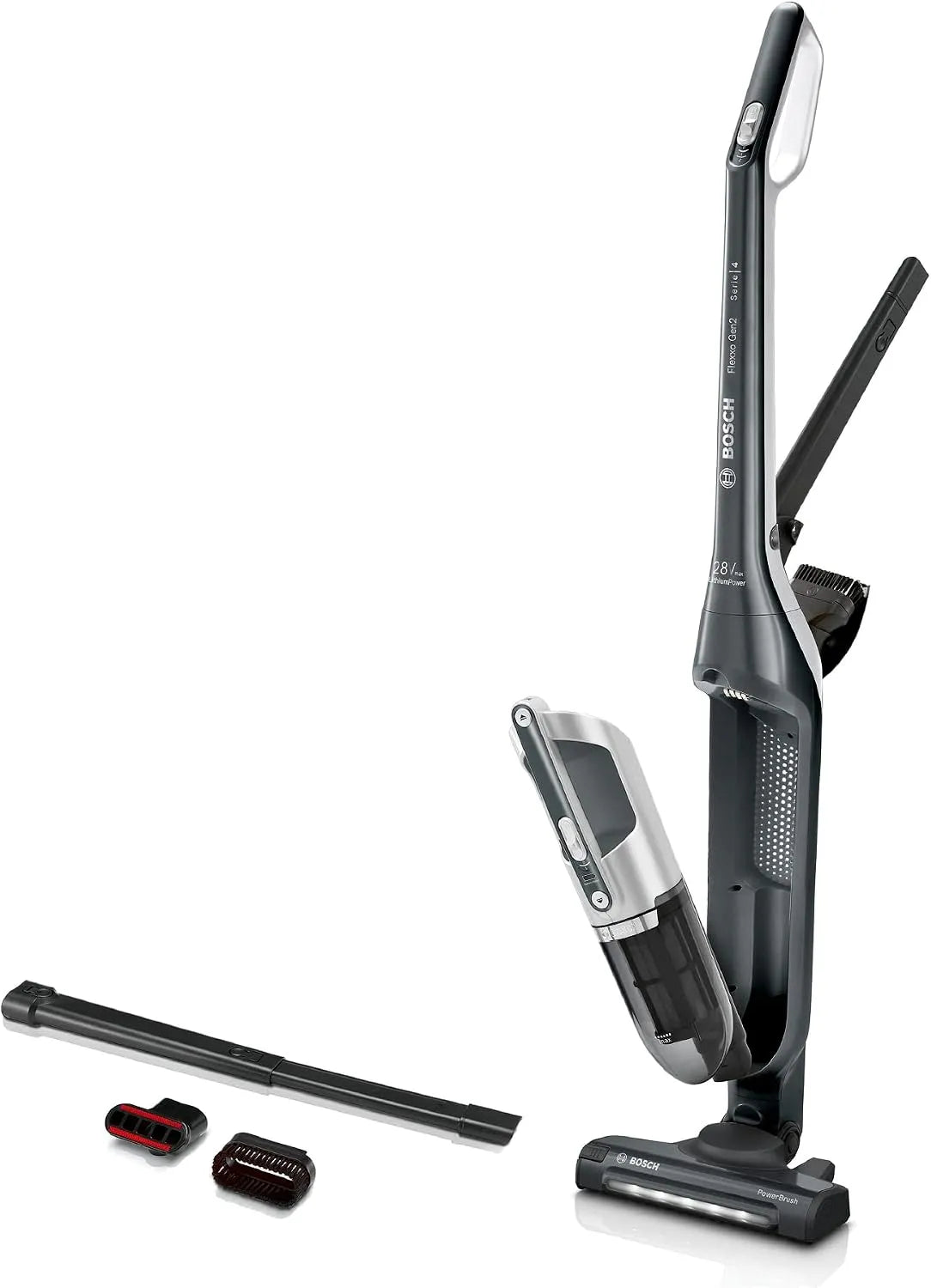 Bosch Akku-Staubsauger 2in1 BBH3P280, Flexxo Serie 4, kabelloser Handstaubsauger, beutellos, hohe Saugleistung, lange Laufzeit, alle Bodenarten