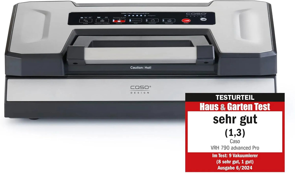 Caso advanced Pro, 200 Vakuumiervorgänge non-stop VRH 790, Vakuumierer, Testurteil Sehr Gut, inklusive. Vakuumbeutel, Vakuumiergerät