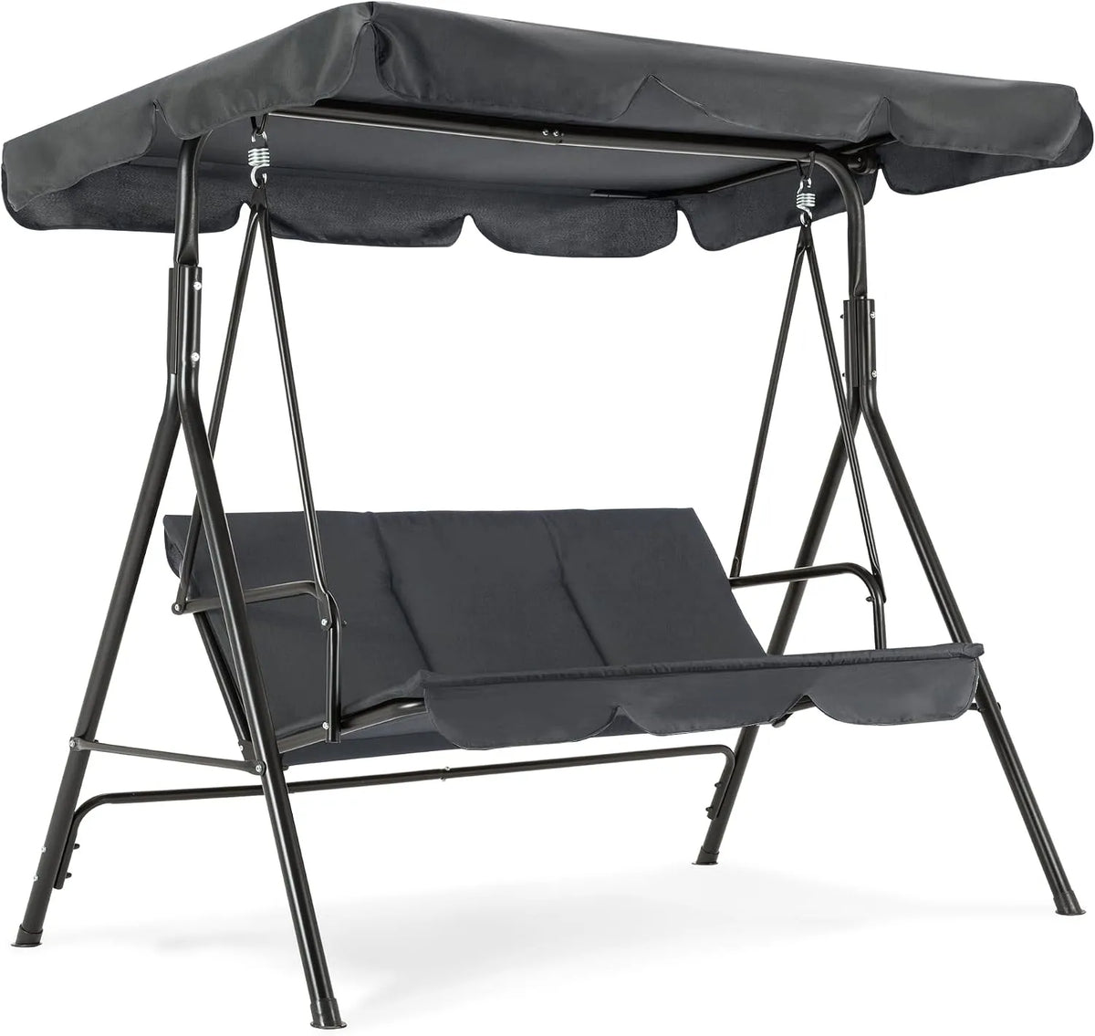 3-Sitzer Hollywoodschaukel 8003 M MCombo, Gartenschaukel mit Verstellbarem Sonnendach, Maße 114 x 170 x 155 cm, Gartenliege Wetterfest, Farbe Grau