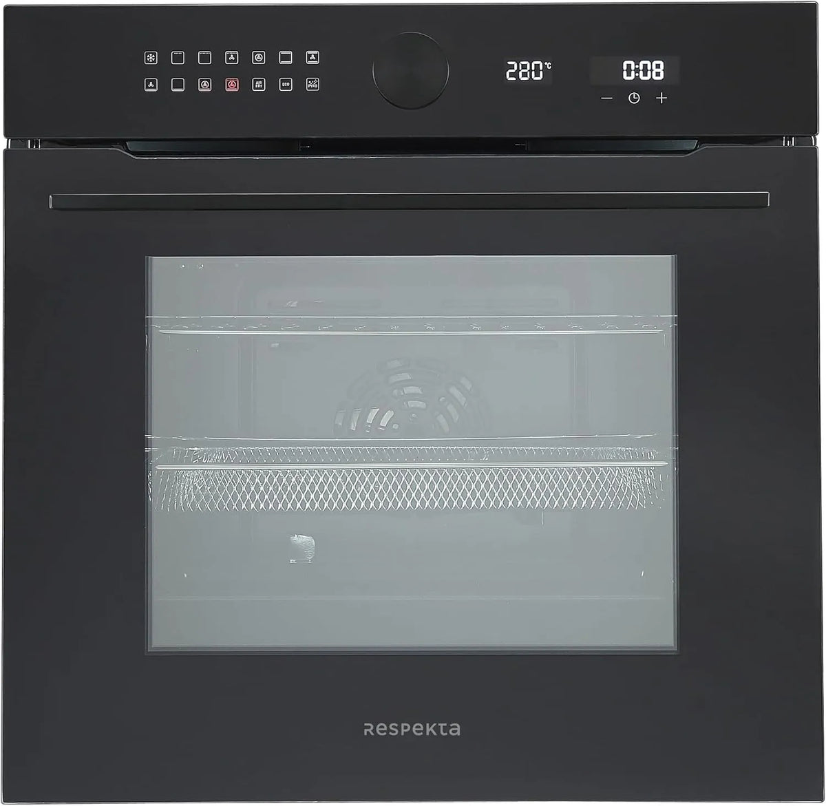 Respekta Backofen AB900-19, Fassungsvermögen 71 Liter Garraum, 14 Beheizungsarten, Glas-Einbaubackofen autark in schwarz, Vierfachverglaste Tür