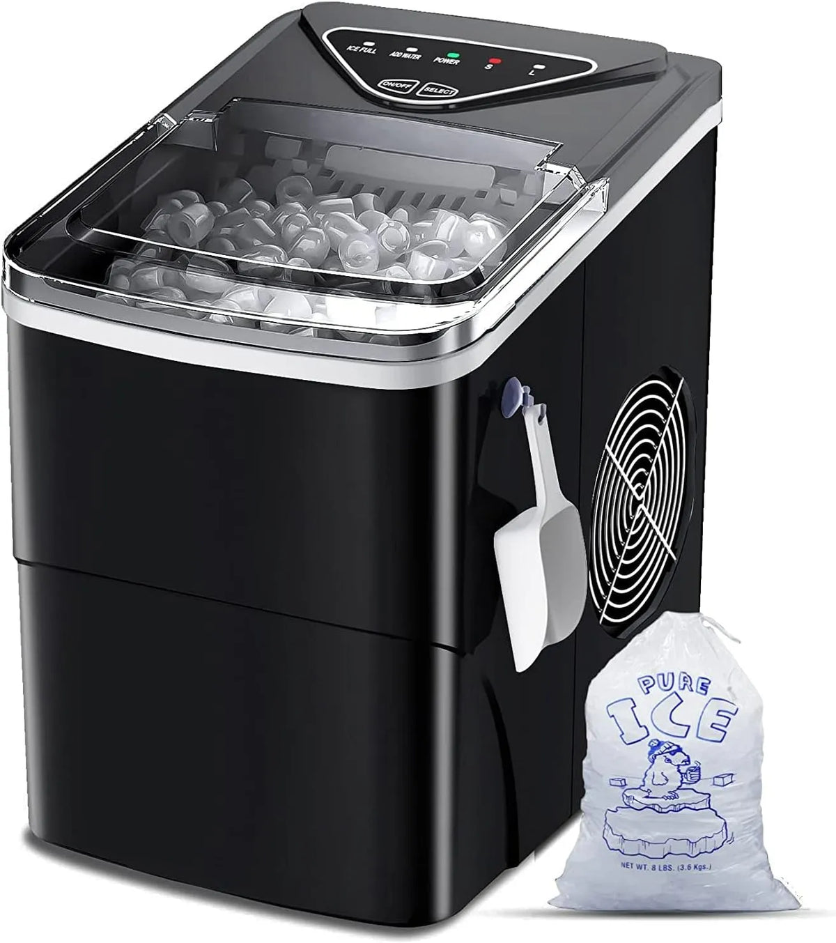 Eismaschine, Leistung 9 Würfel in 6 Minuten fertig, Gewicht 15KG in 24 H, Eiswürfelmaschine Klare Eiswürfel, Bar, Selbstreinigende, Küche, Büro