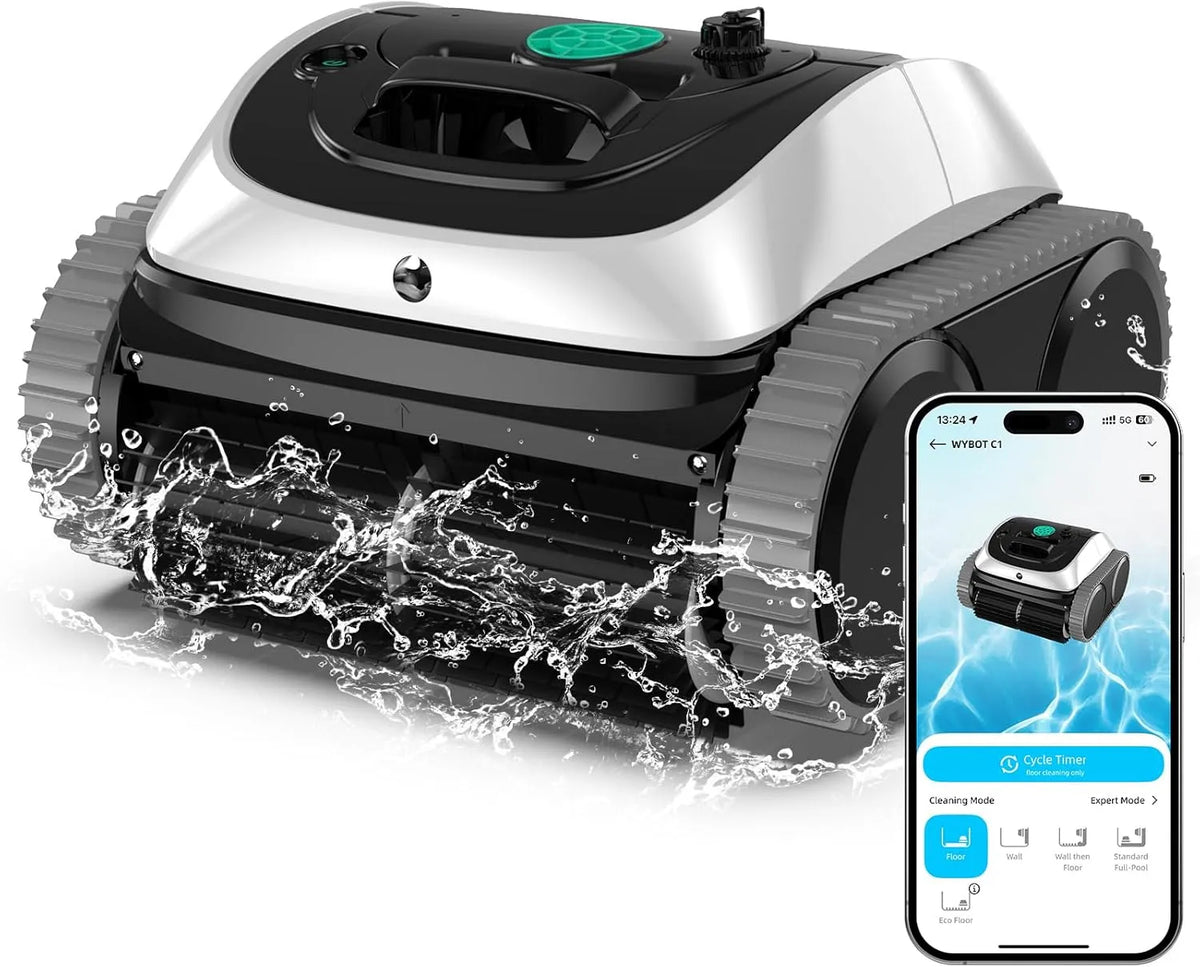 Poolroboter, WYBOT C1 akkubetrieben, 150 Min. Kabellos Poolsauger Boden und Wand, bis 150 ㎡, Poolreiniger mit intelligenter Routenplanung
