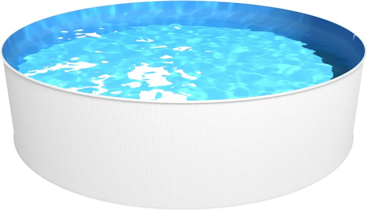 Pool 011002, Runder in Weiß und blauer Innenfolie für bis zu 7.800 l Wasserinhalt, Ø 350 x 90 m, Steinbach Stahlwandpool New Splasher Secure