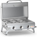 Gasgrill, Onlyfire 3 Brenner Tragbarer, Grillfläche 56,5 × 34 cm, Leistung 7Kw, Tischgasgrill mit Grillrost, mit Thermometer, Deckel