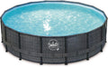 Pool Elite Frame, Rattan dunkel Farbe Grau 427 x 107 cm Solo, rund