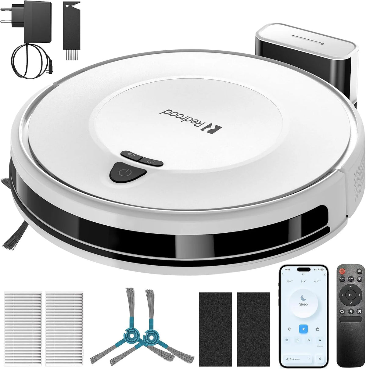 Staubsauger 10000, E2 Roboter mit Kartierung Pa, Fassungsvermögen 660 ml Großer Staubbehälter, 150 Min. Laufzeit, APP