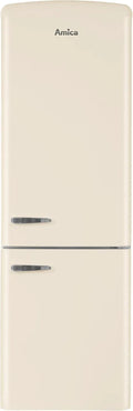 Amica Kühlschrank KGCR 387, 109 B Retro Kühl, Breite 200cm, x 60cm, x 73cm, Gefrierkombination, NoFrost, Beige, Retro-Design mit Gefrierfach