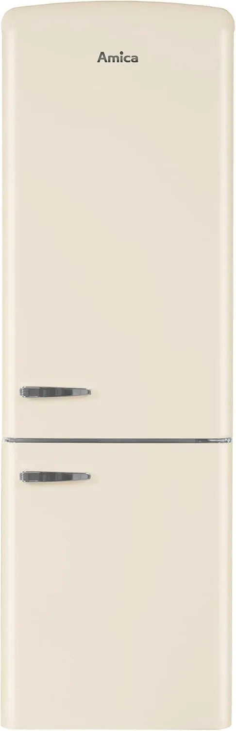 Amica Kühlschrank KGCR 387, 109 B Retro Kühl, Breite 200cm, x 60cm, x 73cm, Gefrierkombination, NoFrost, Beige, Retro-Design mit Gefrierfach