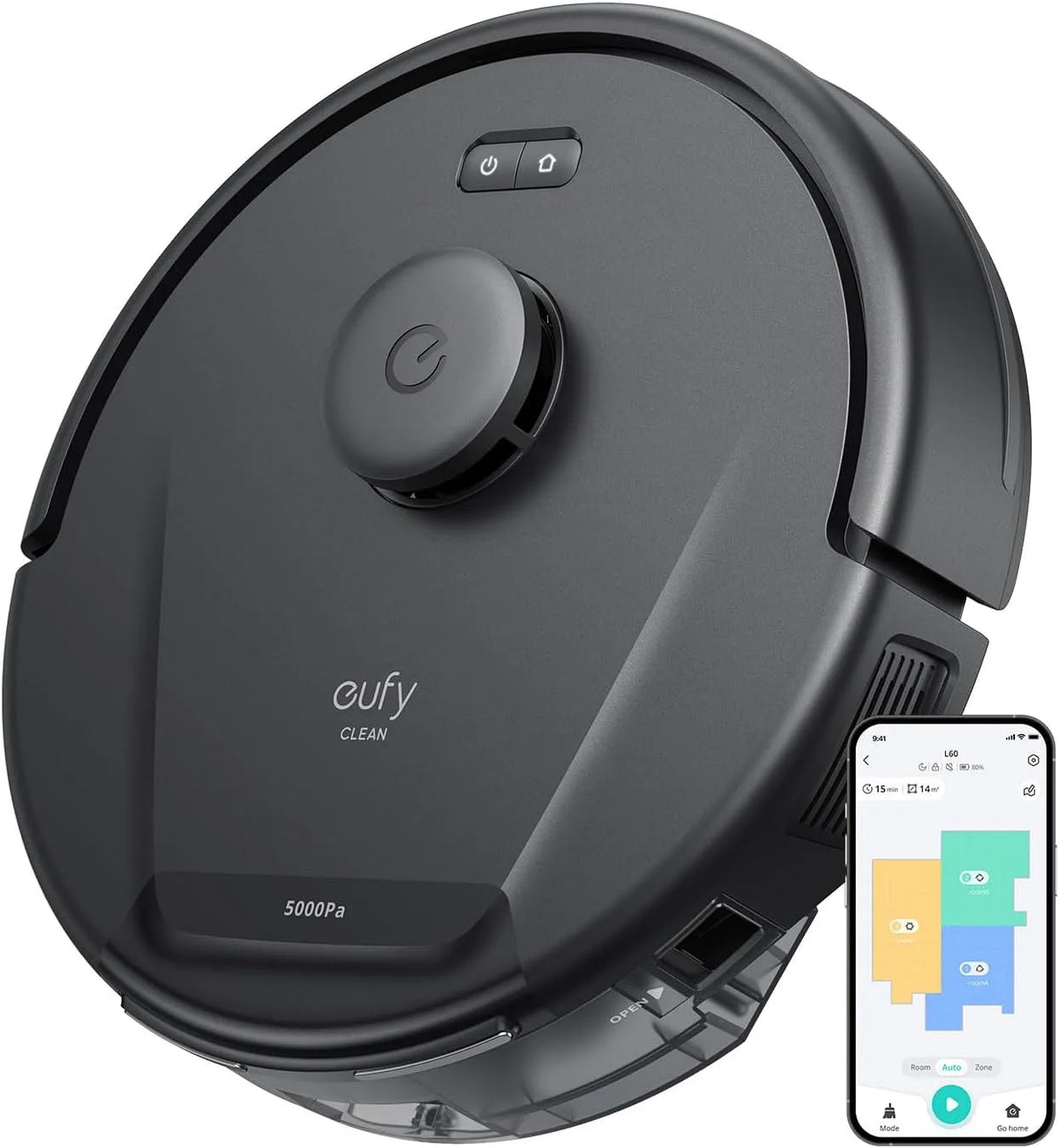 Saugroboter L60 eufy, Staubsauger Roboter mit iPath Laser-Navigation, Ultra Starke 5.000Pa Saugkraft, für gründliche Bodenreinigung, App-Steuerung