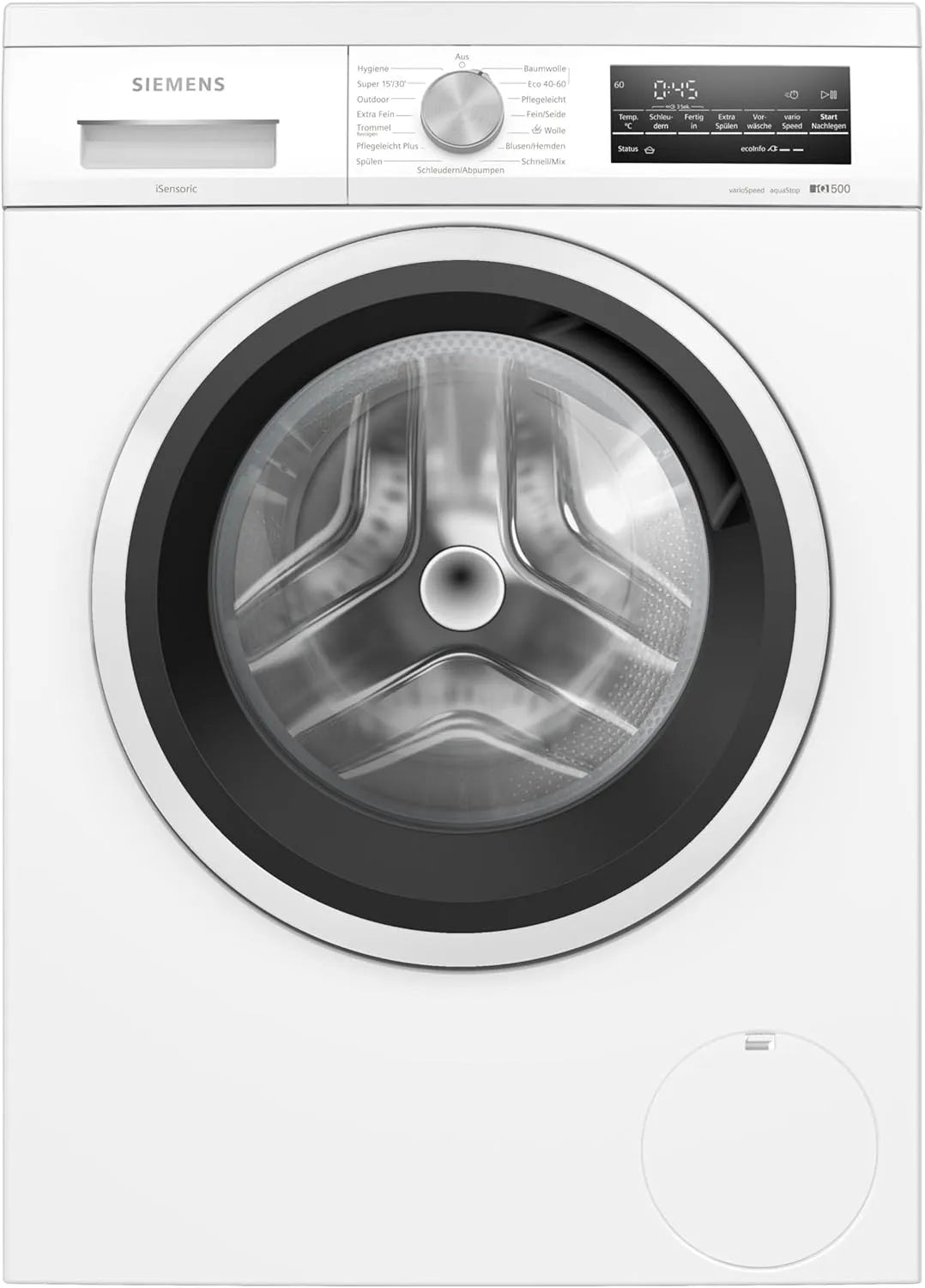 Siemens Waschmaschine WU14UT42 iQ500 1400, varioSpeed für kürzere Programme, UpM, Extra stromsparend und leise, Nachlegefunktion, Gewicht 9kg