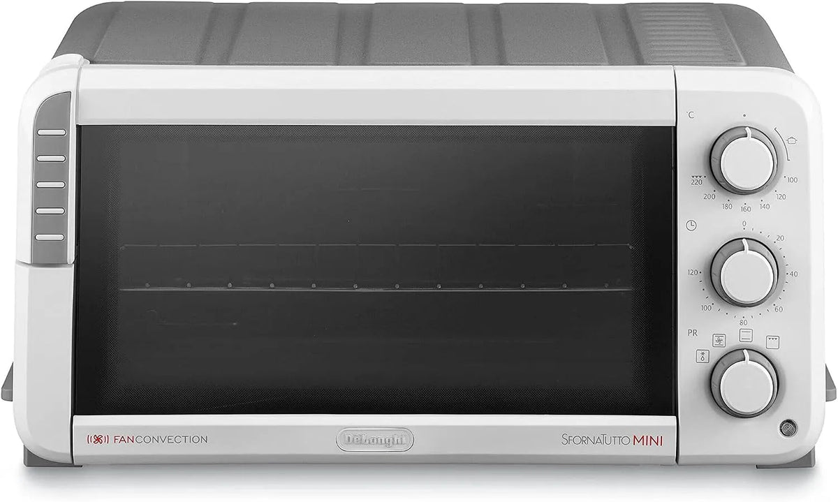 Delonghi Modell EO12512.WG, Fassungsvermögen 12 Liter, Kunststoff, in Schwarz, Leistung 1400 W, Sfornatutto Mini, Weiß