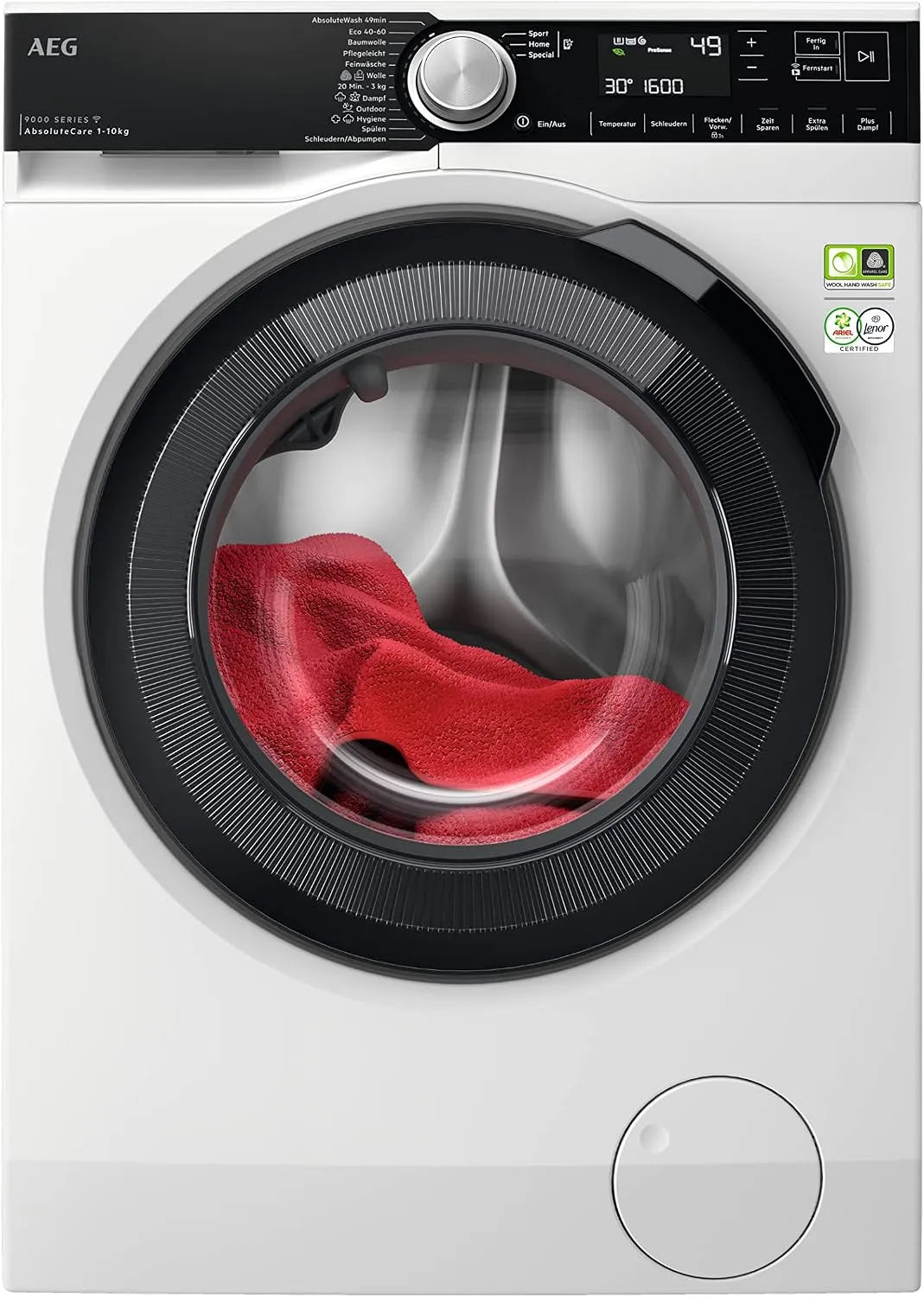 AEG Waschmaschine LR9W80600 9000 1600, WiFi, Wasservorenthärtung, Mengenautomatik, Kindersicherung, min, Gewicht 10 kg, Serie mit AbsoluteCare