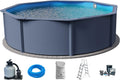 Pool Planet, hoch rund Classic 450 x 120 cm, 5-teilig, Stahl 0,45mm anthrazit Folie 0,3mm blau, Stahlwandpool Set