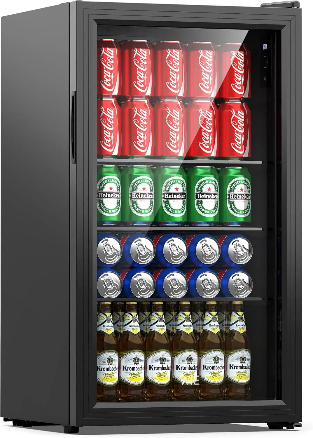 Kühlschrank WIE Getränkekühlschrank Mini, mit Doppelte Glastür, Bier für Zuhause, Büro, Bar, Küche