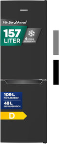 Heinrich´s Kühlgefrierkombination mit Gesamtvolumen, Fassungsvermögen 109 L Kühlvolumen 48 L Gefriervolumen, leise 39 dB, LED Beleuchtung