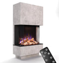 Kaminofen PR14 GLOW FIRE, Maße 85x150x39,8cm, max. 1500 W, mit realistischem 3D E-Motion LED-Feuer, Knistereffekt & Timer, Beton