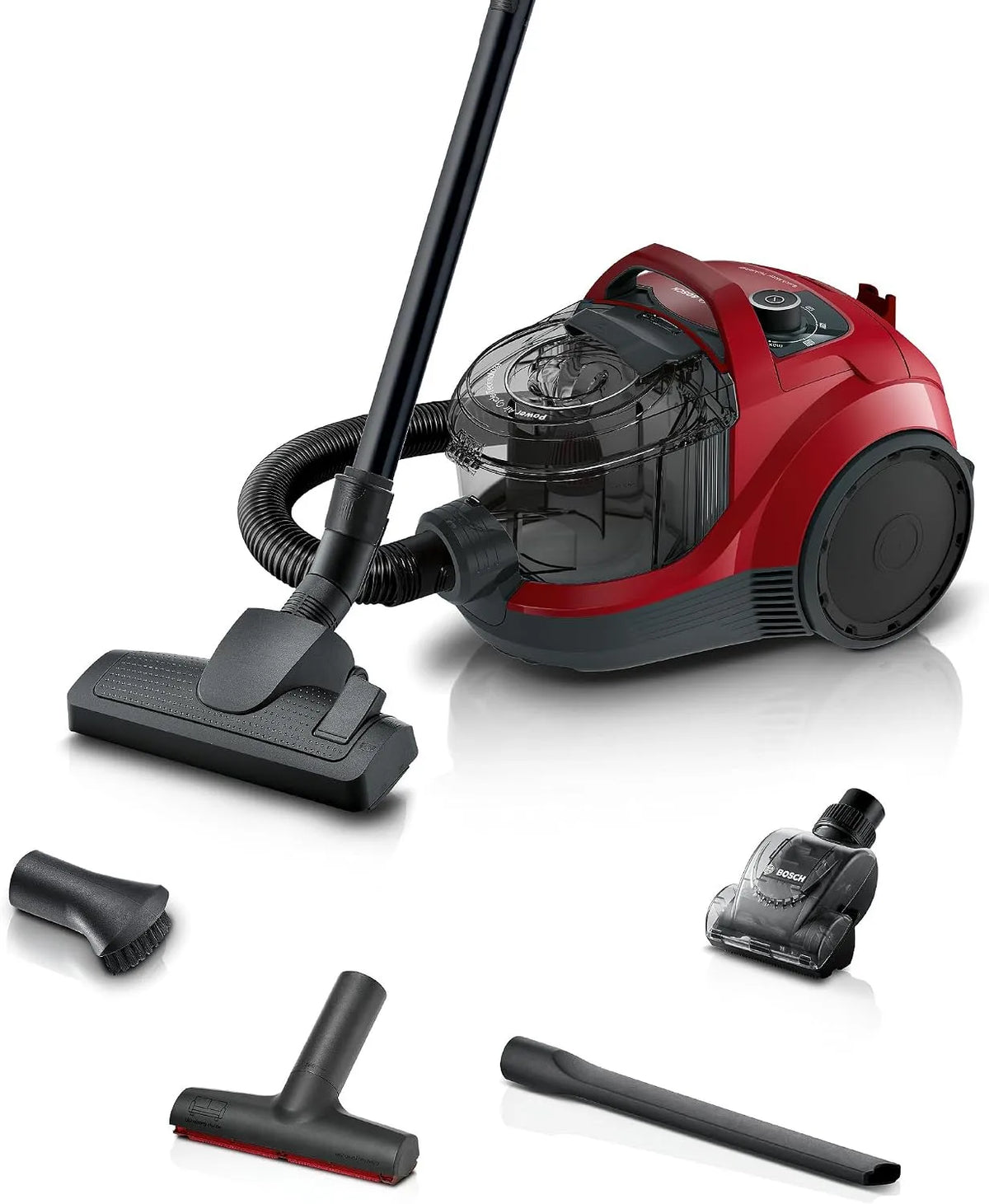 Bosch Staubsauger BGS21CAR, Leistung 750 W, Hygiene-Filter, XXL-Fugendüse, Fahrzeug-Innenreinigung, kompakt, beutellos Serie 4, 10 Jahre Motor, rot