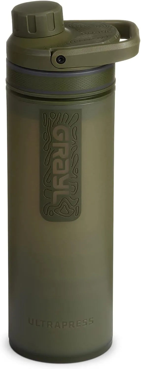 16,9 oz Wasserreiniger & Filterflasche für Wandern GRAYL UltraPress, Rucksackreisen, Survival, Olive Drab