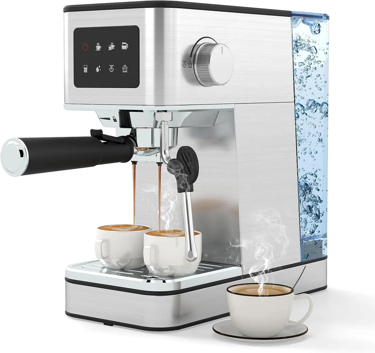 Costway Espressomaschine, mit Milchaufschäumer, 20 Bar Siebträgermaschine mit Touchscreen & 1,7 L abnehmbarem Wassertank, Latte & Cold Brew
