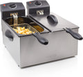 Tristar Modell, Fassungsvermögen 6 Liter FR-6937, Edelstahl Doppel-Fritteuse, 2 x 1800 Watt, Metallic, mit Kaltzonenfunktion und regelbarer Heizstufe