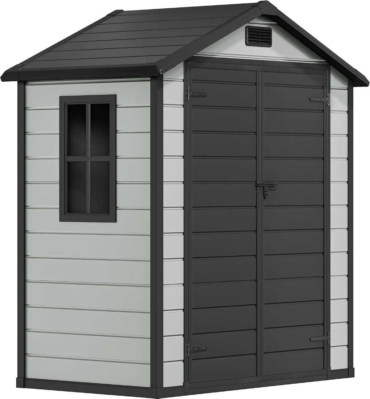 Gartenhaus, mit Lüftung & Fenster, 6,2x3,4 Fuß, Maße 189x104cm, Hof und Terrasse, Schiefergrau in Schwarz
