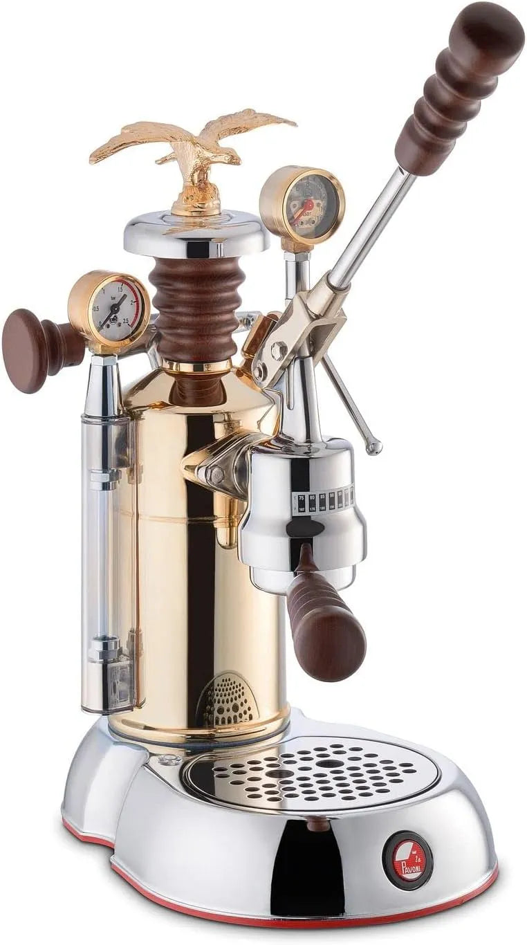 Handhebelmaschine Esperto Competente Chrom-Gold Espresso-Automat La Pavoni