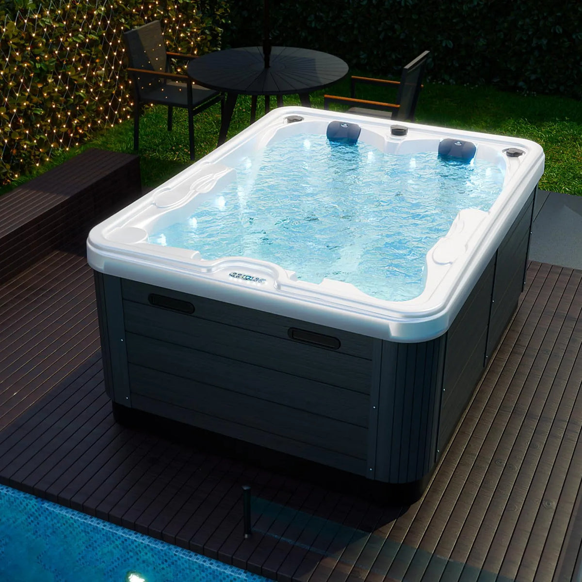 Whirlpool Tronitechnik Outdoor Bottaro, 2 Personen, 46 Massagedüsen, Fassungsvermögen 2 Liegeplätze, Fassungsvermögen 620 Liter, Winterfest isoliert