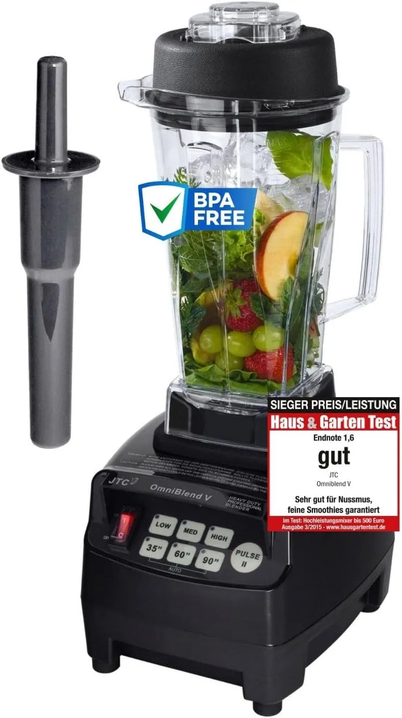 Standmixer 6-Klingen-System, mit 3 PS, OmniBlend Smoothie Maker 2L in schwarz I Smoothie Mixer inklusive. BPA-freiem Behälter, Motor