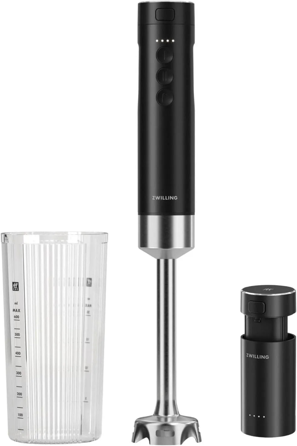Kabelloser Stabmixer ZWILLING XTEND, Starterset akkubetrieben & Ladestation, in Schwarz, 110 Watt, BLDC-Motor, inklusive. Mixbecher