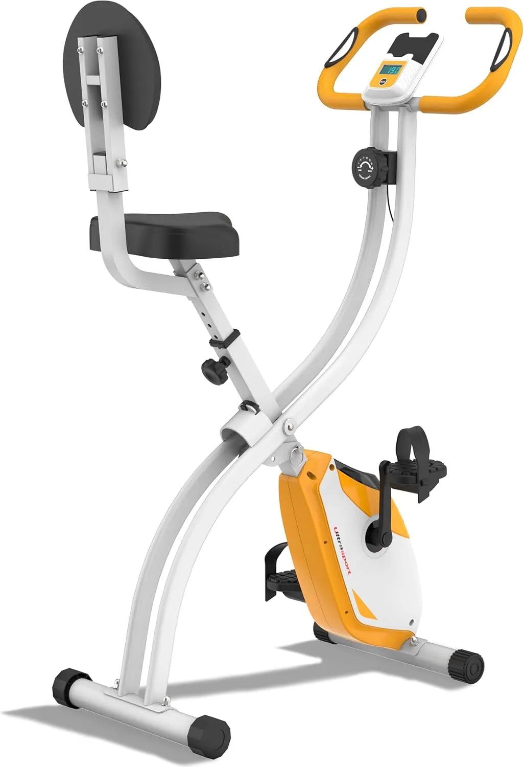 Tablet, Ultrasport F-Bike 150/200, Heimtrainer, 8 Widerstandsstufen, Tablethalterung, Handpulssensoren, faltbar, platzsparend, LCD Display