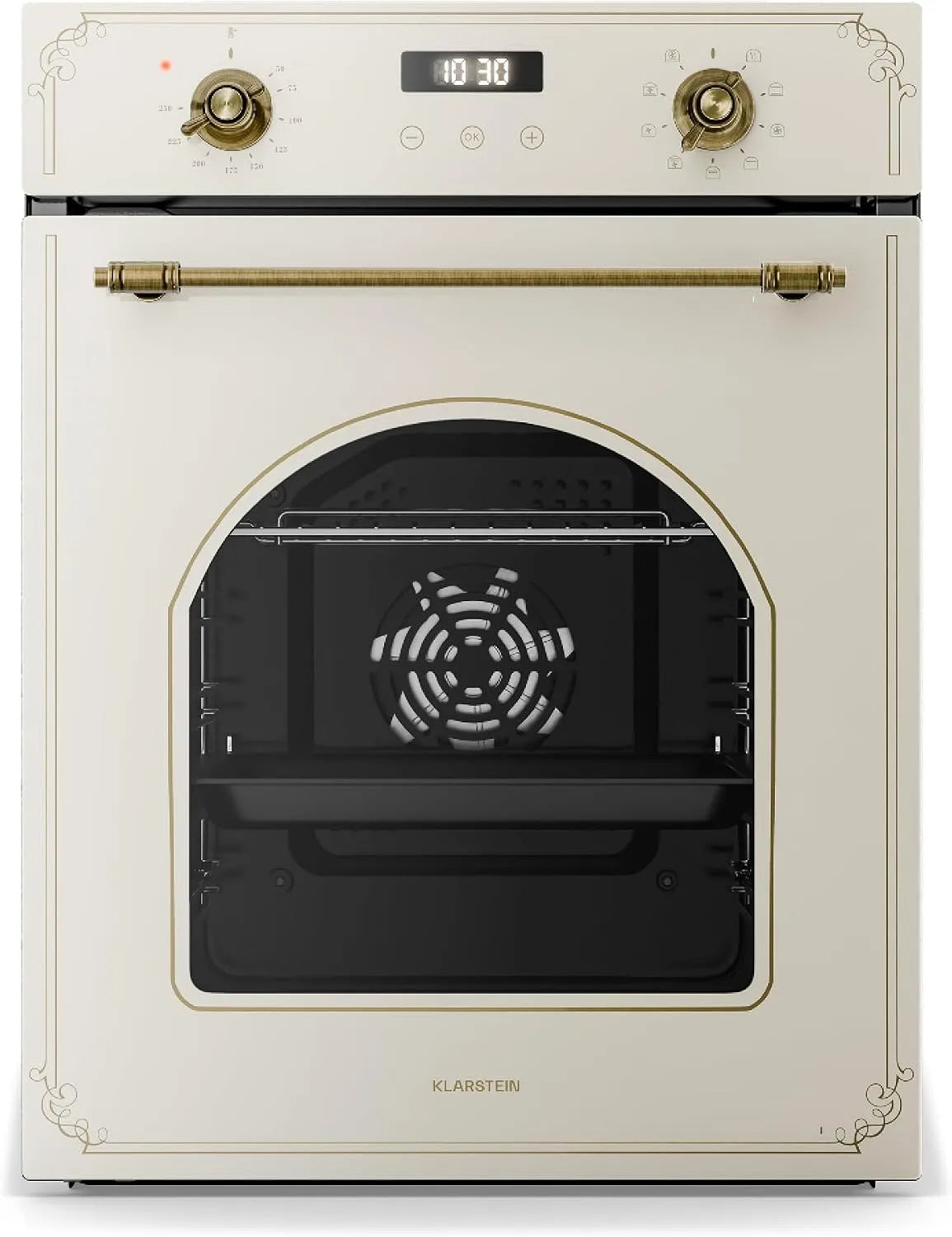 Klarstein Backofen, Fassungsvermögen 49 L, Elizabeth Slim Einbaubackofen, Dampfreinigung, Schwarzes Glas, Breite 45 cm, 9 Funktionen, Energieklasse A