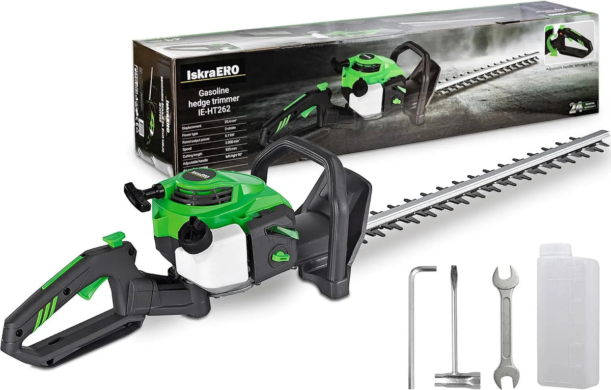 Heckenschere Iskra Profi, 56 cm Schnittlänge, Leistung 0,75 kW, 360° Komfortgriff angenehmes Schneiden, Benzin, Vibrationsschutz
