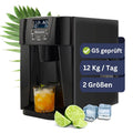 Modell Kaltwasser-Funktion EM12E Eiswürfelmaschine mit, Gewicht 12kg pro Tag, Leistung 2 Würfelgrößen, Timer, autom. Abschaltung